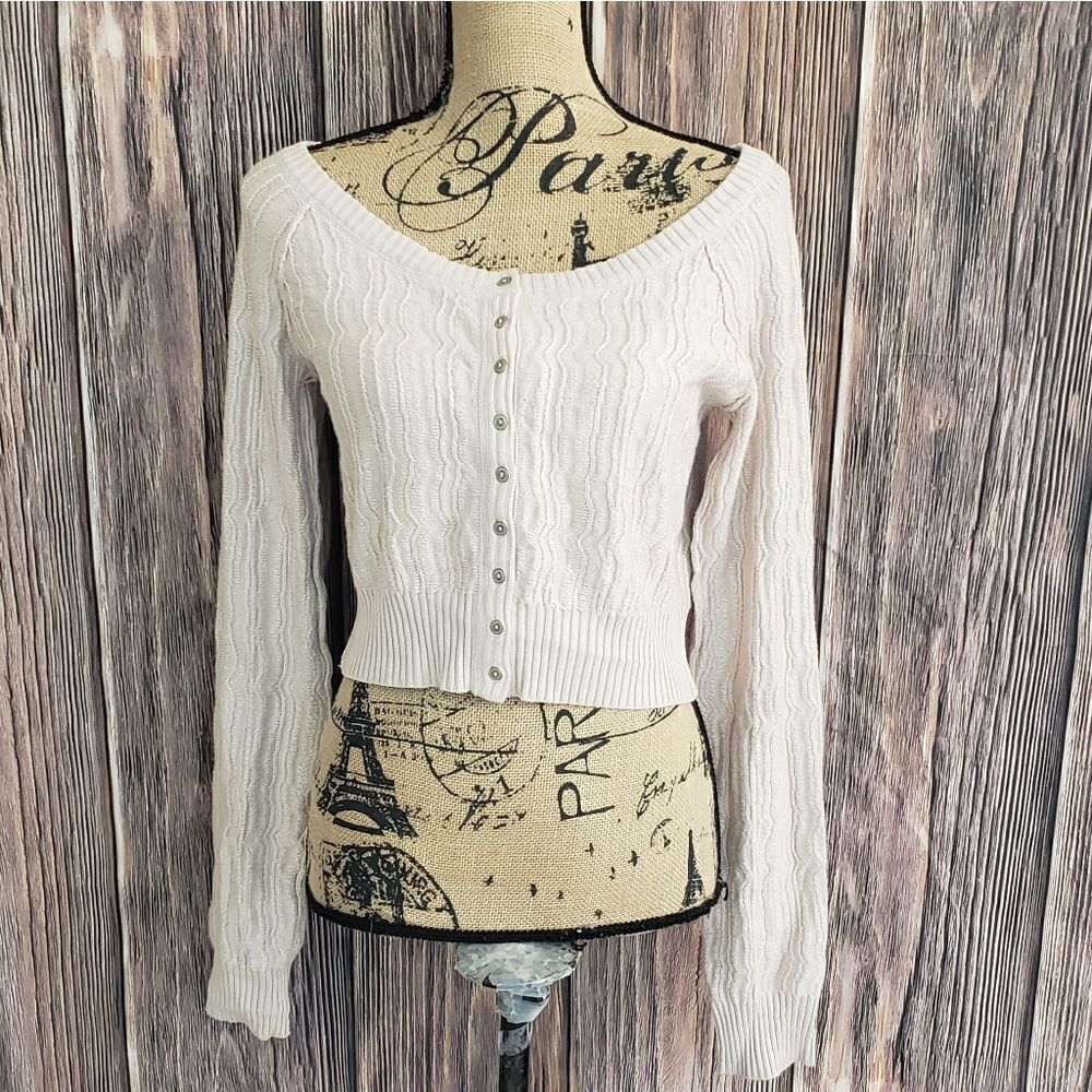 Free People Button Up Cropped Sweater W Size L